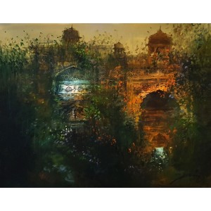 A. Q. Arif, 22 x 28 Inch, Oil on Canvas, Cityscape Painting, AC-AQ-522